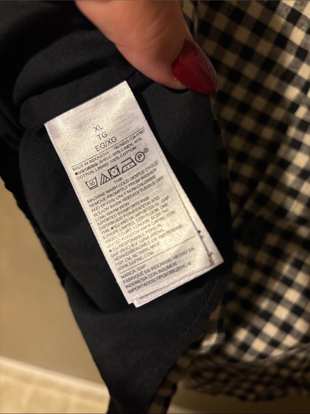 GAP Gingham Square-Neck Apron Tank Top - Black & White - Picture 3 of 4